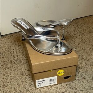 Steve Madden Silver Metallic Heel Sandals